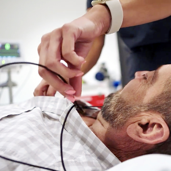 patient preparing for a coronary calcium ct scan