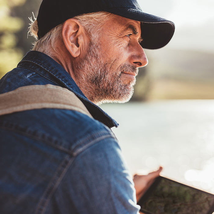 Mature man looking out
